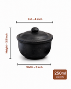 Black Clay Curd Pot with Lid | 250 ml