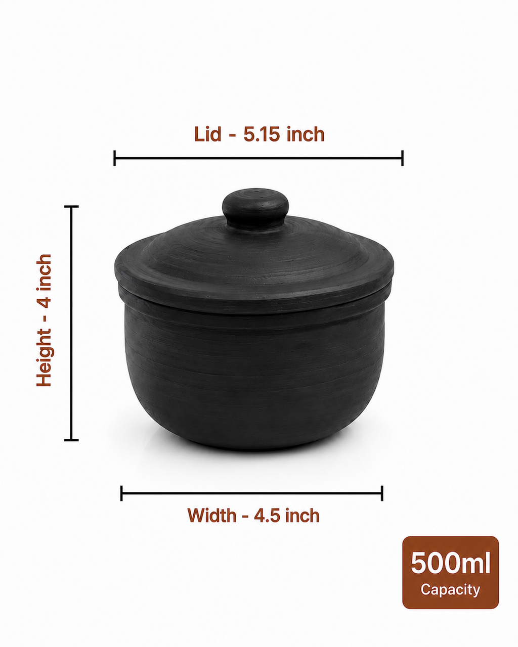 Curd pot (Black) with lid 500ml