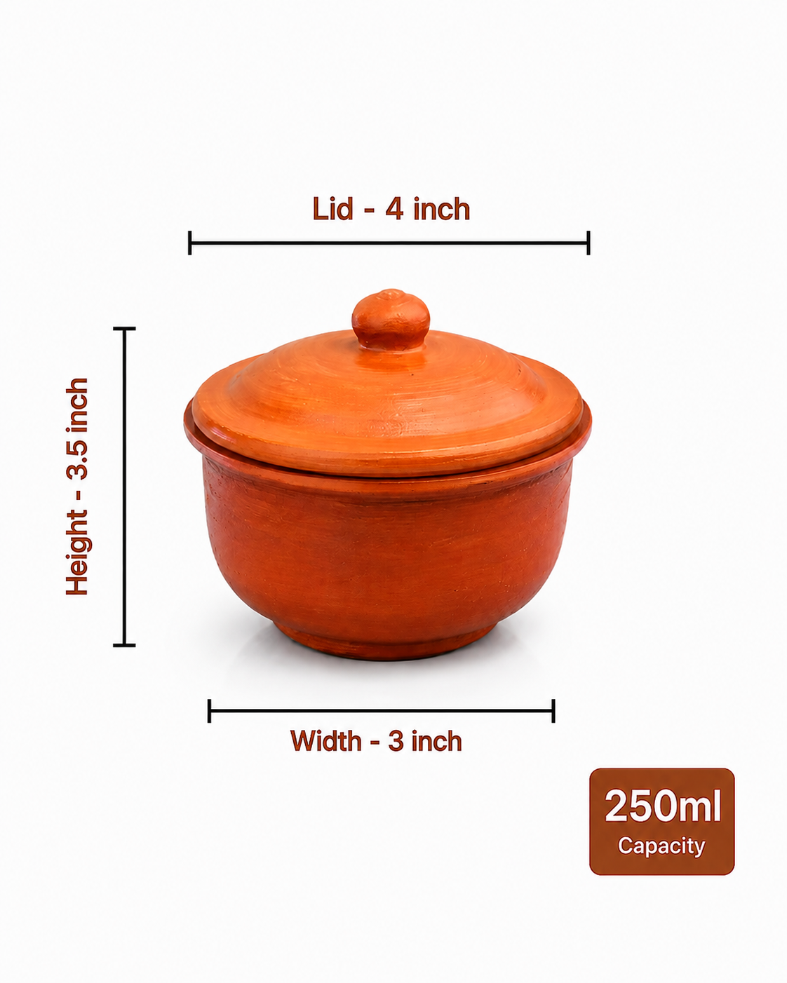 Red Clay Curd Pot with Lid | 250 ml