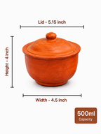 Red Clay Curd Pot with Lid | 500 ml