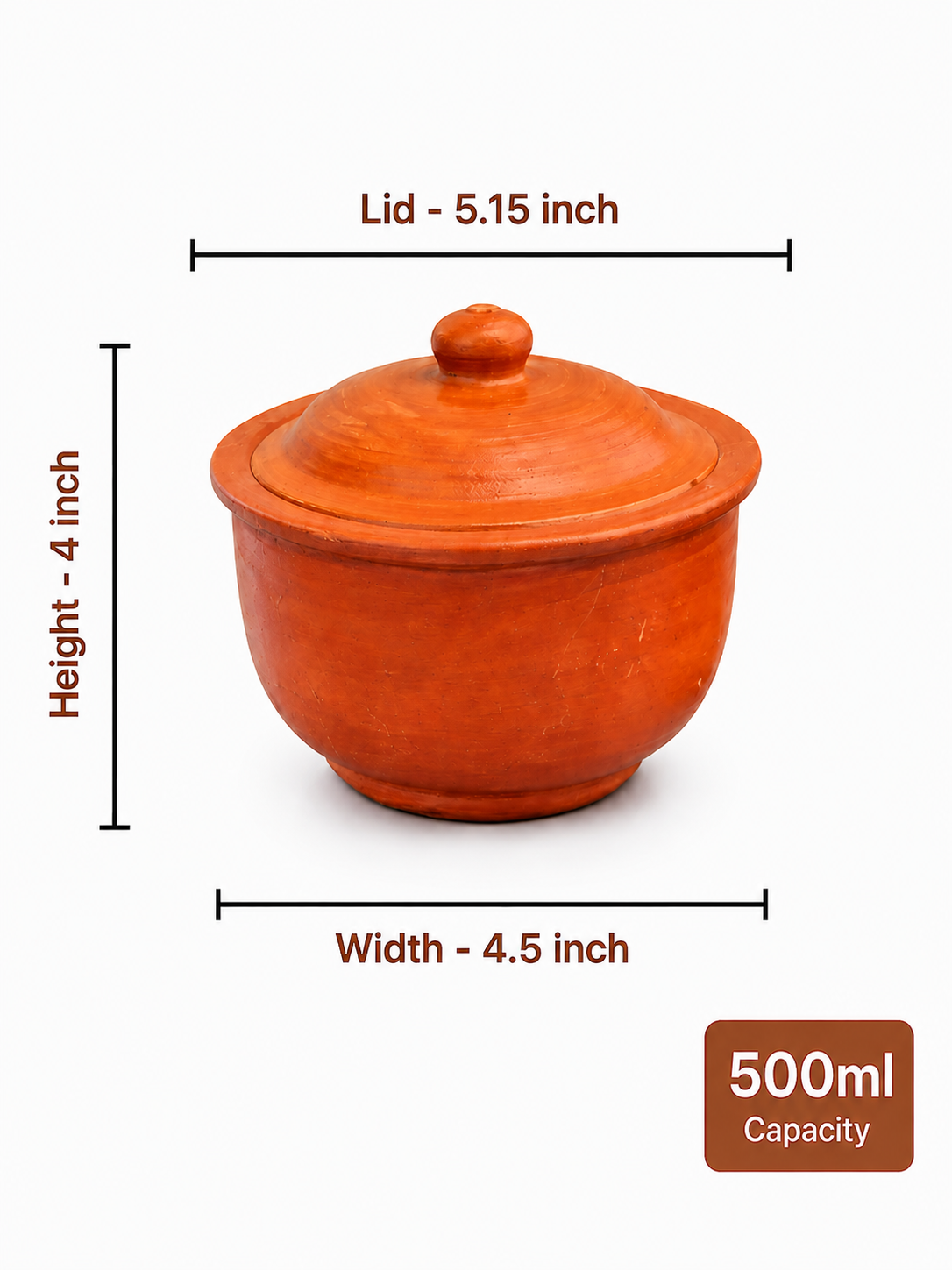 Red Clay Curd Pot with Lid | 500 ml