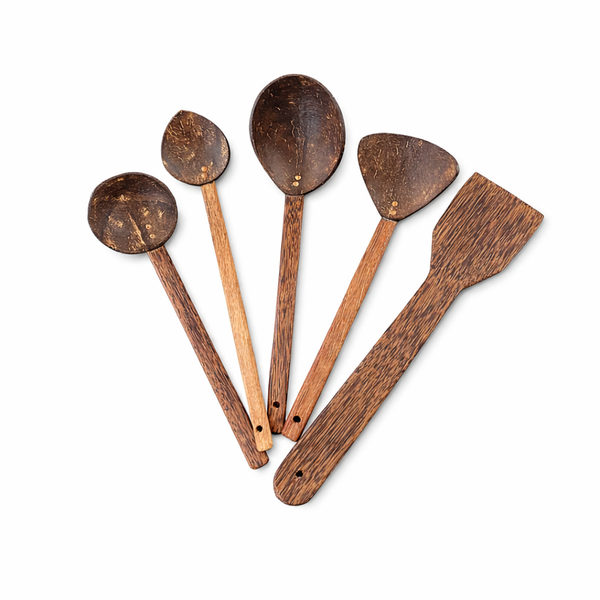 Coconut Shell Spoons and Ladles | Pack of 5