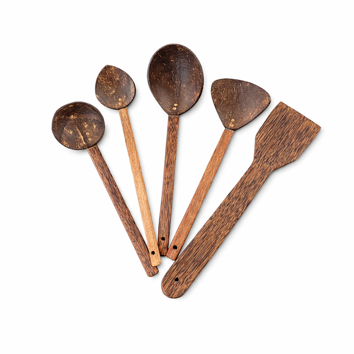 Artisanal Spoons & Ladles from Coconut Shells- Pack of 5