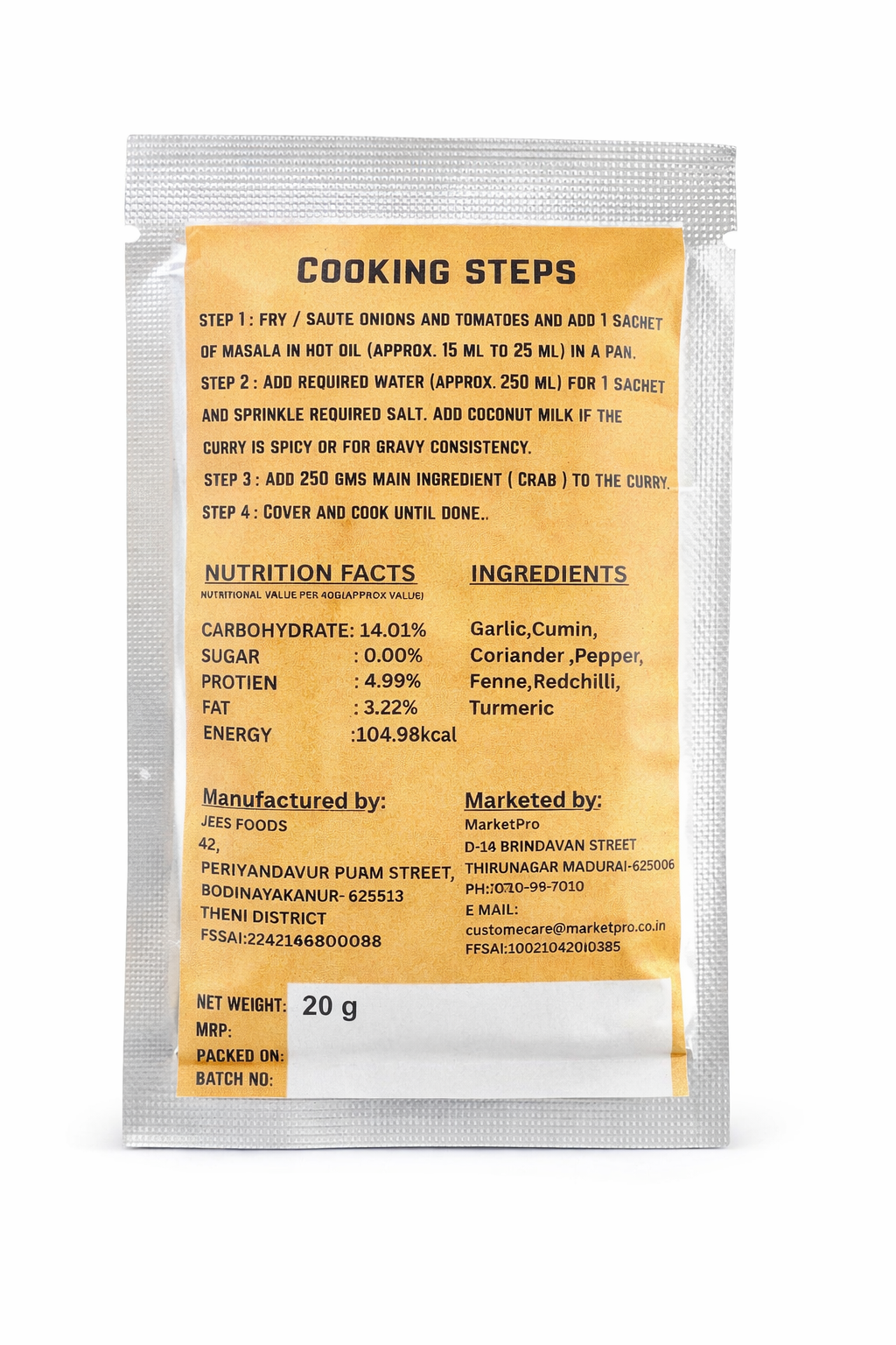 Chettinad Crab Masala | 20 g