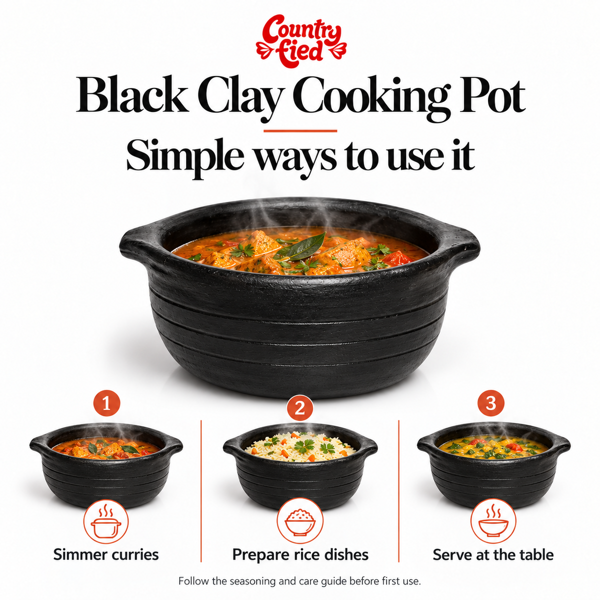 Black Clay Cooking Pot — use-cases