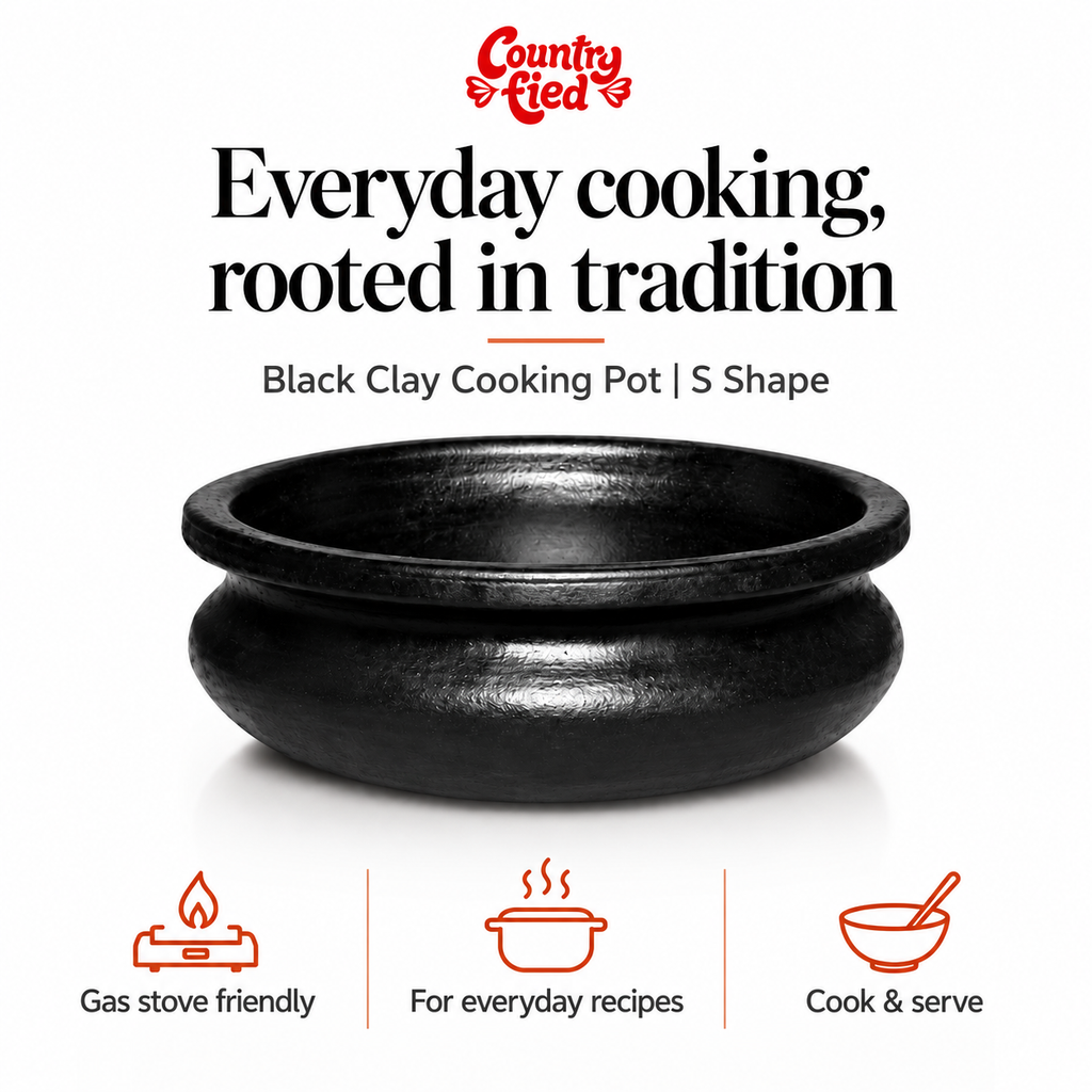 Black Clay Cooking Pot | S Shape — benefits