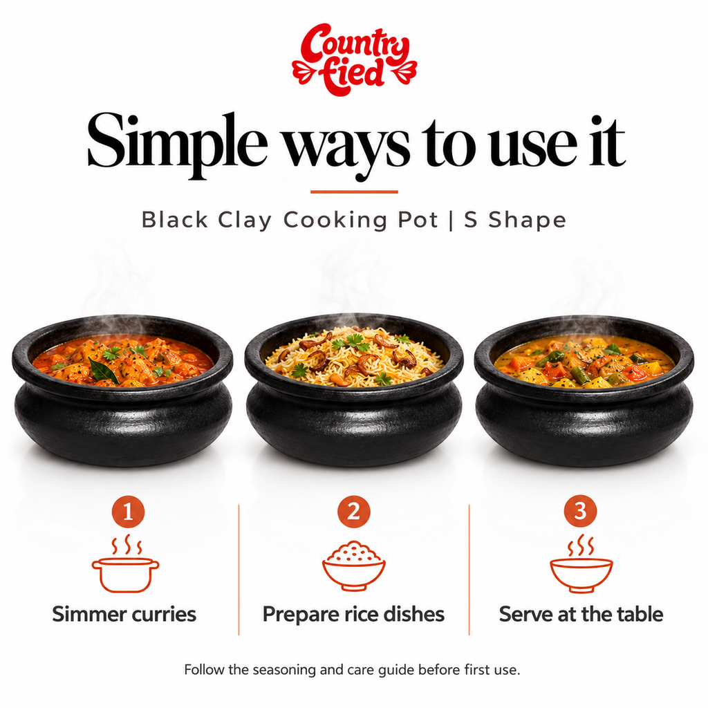 Black Clay Cooking Pot | S Shape — use-cases