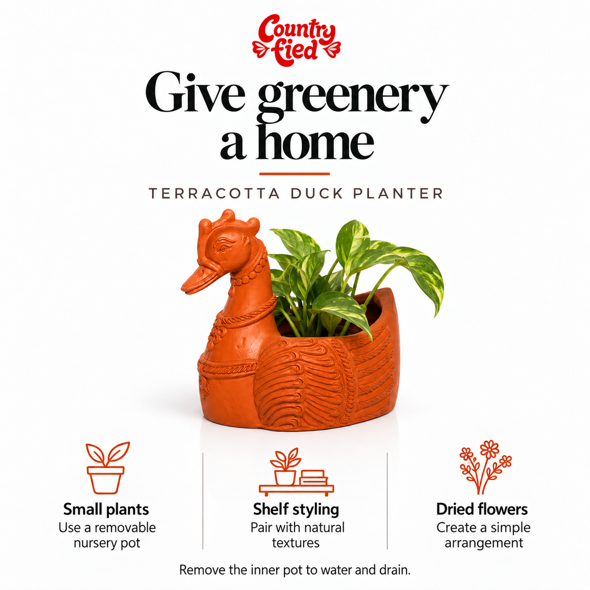 Terracotta Duck Planter — use-cases